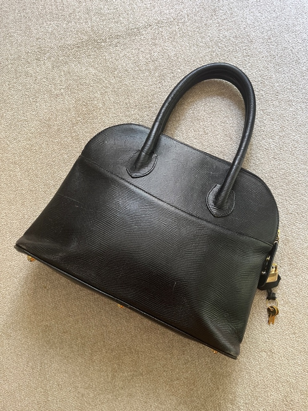 Vintage Neiman Marcus Classic Black Structured Dome Purse Handbag Flawed*** - Picture 3 of 16